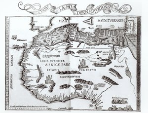 Kart som viser Nord-Afrika, fra en atlas av Ptolemaios, 1. halvdel av 1500-tallet